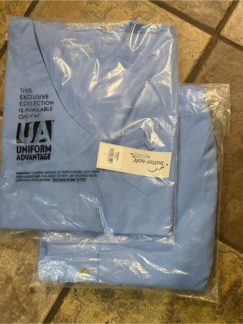 Uniform Advantage Blue V-Neck Butter-Soft Scrub Top & Pants